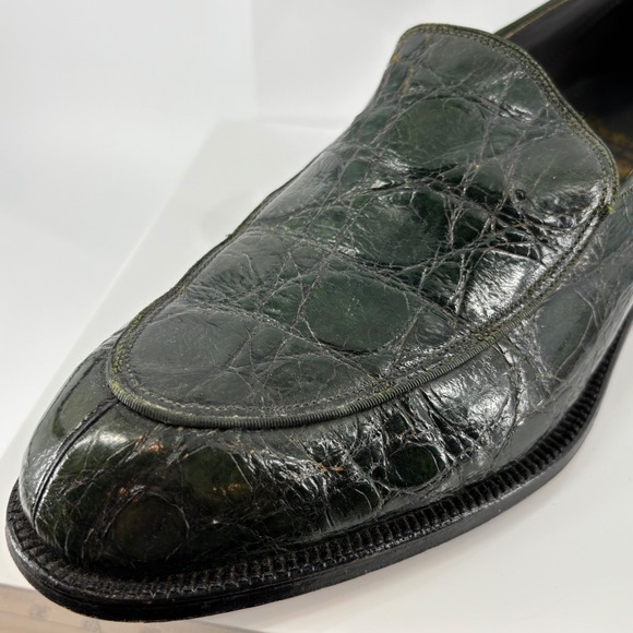 Vintage FootJoy Genuine Alligator Crocodile Loafer Green Exotic Leather Men 10.5 main image 11